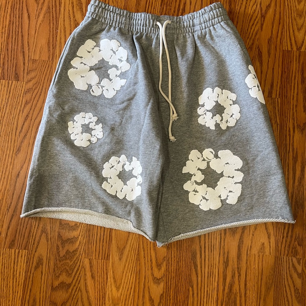 Gray Denim Tear Shorts